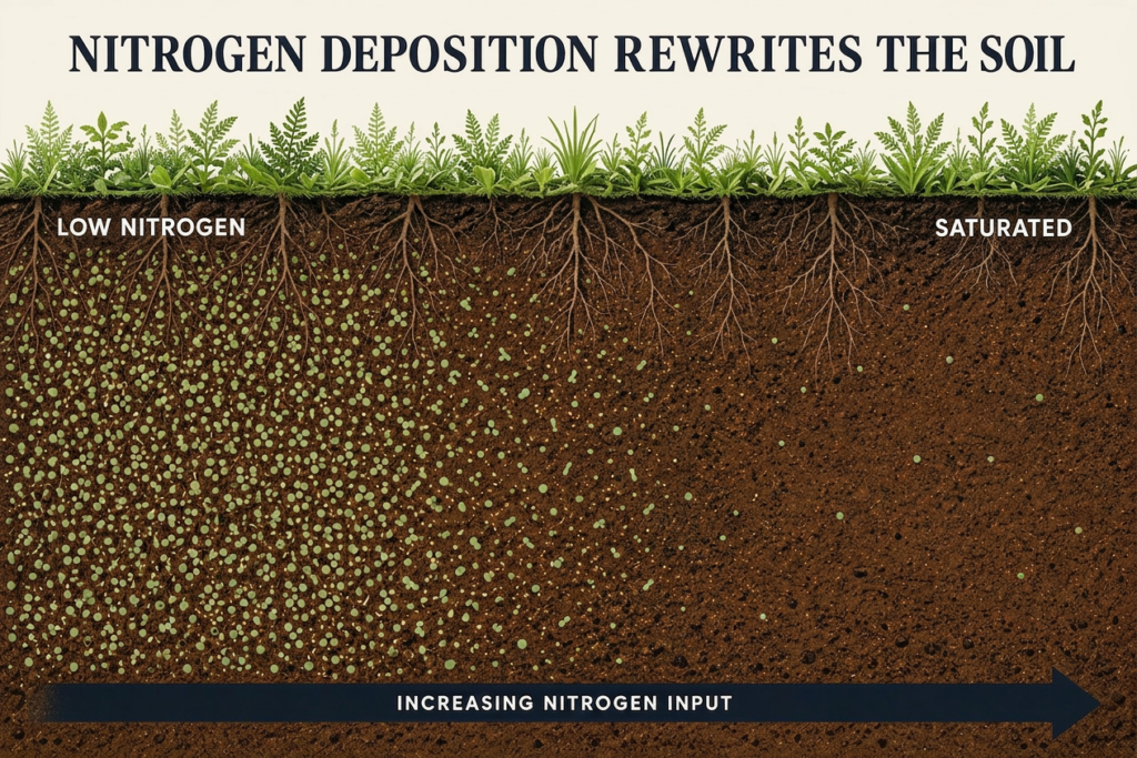 nitrogen input Rs microbial community diversity decreases as nitrogen input increases showing the threshold/saturation effect